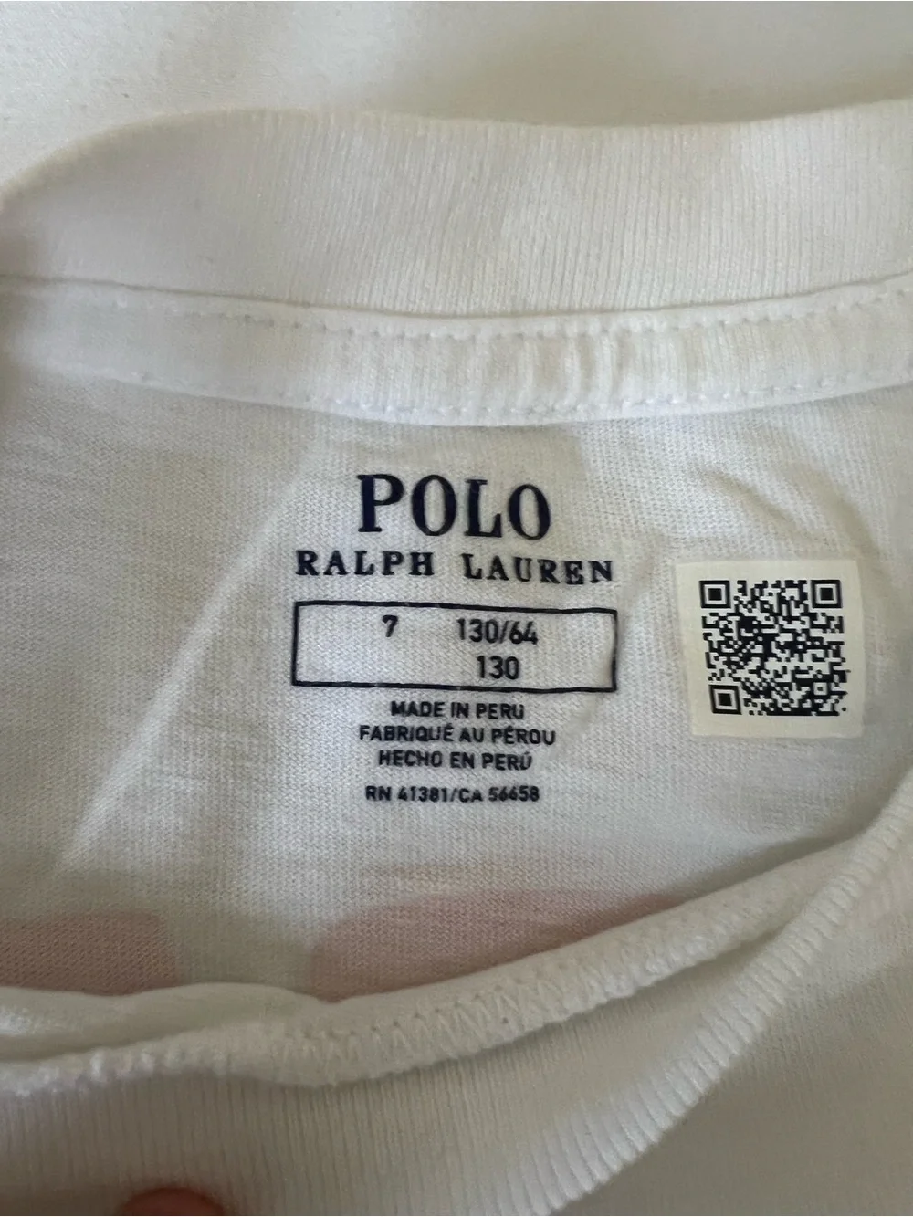Ralph Lauren White Long-Sleeve Tee with Red and Blue Logo on front and back